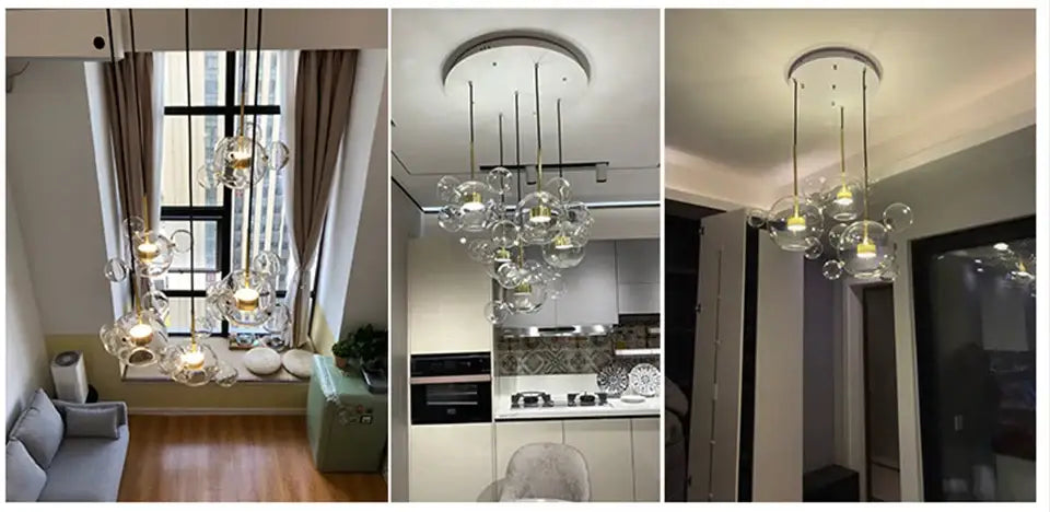 Modern led bubble ball chandelier living room pendant light