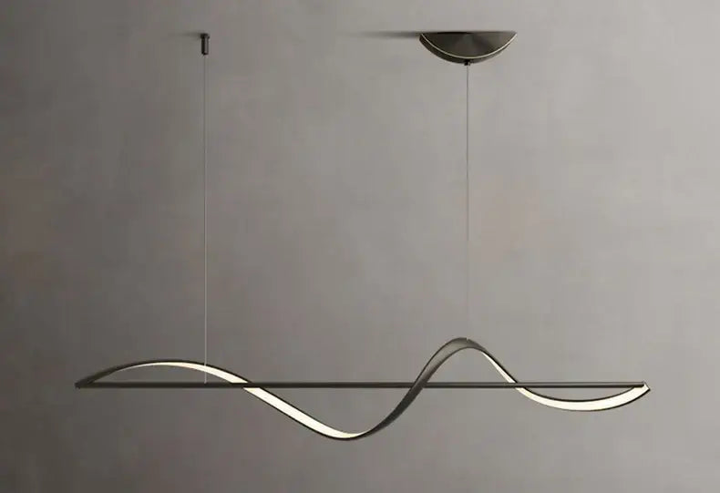 Modern gold curved led chandelier dining room pendant light