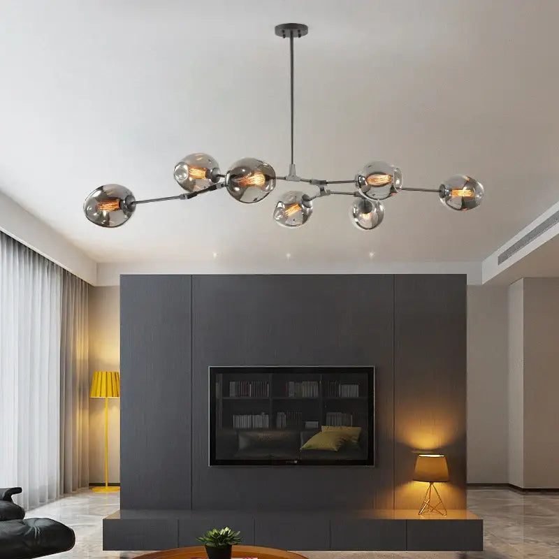 Modern nordic glass chandeliers in gradient blue for dining room