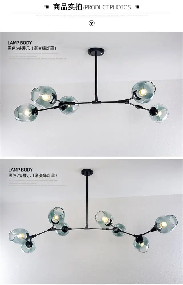 Modern nordic glass pendant lamps smoke grey dining room lights