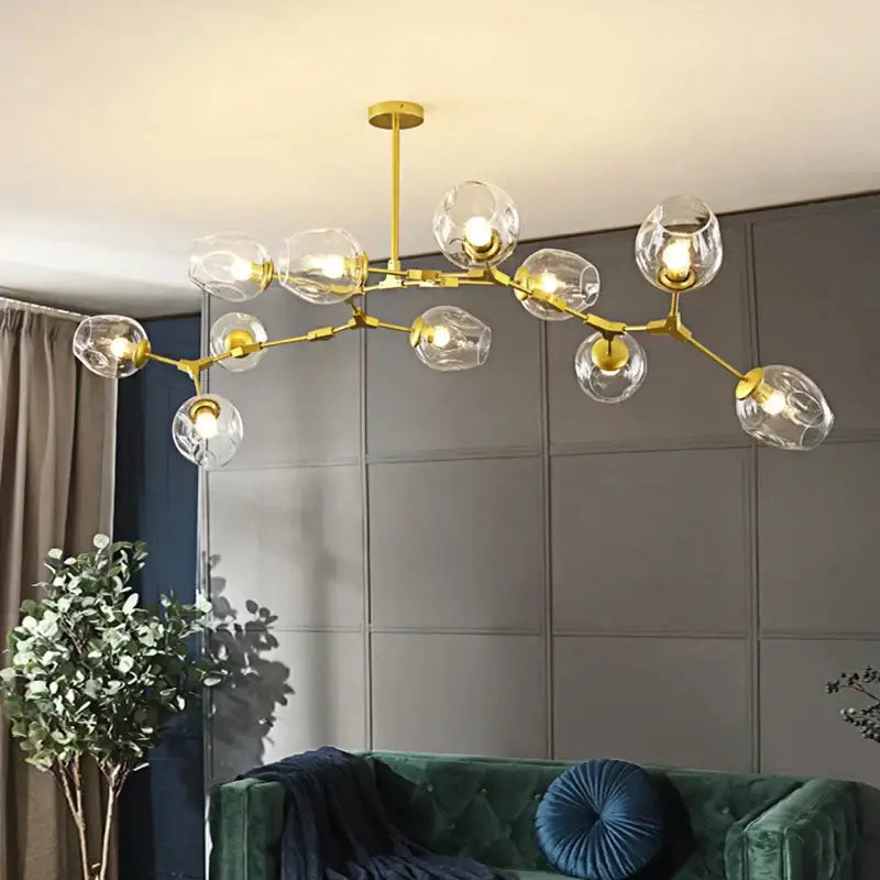 Modern gold nordic lustre glass chandelier dining room light