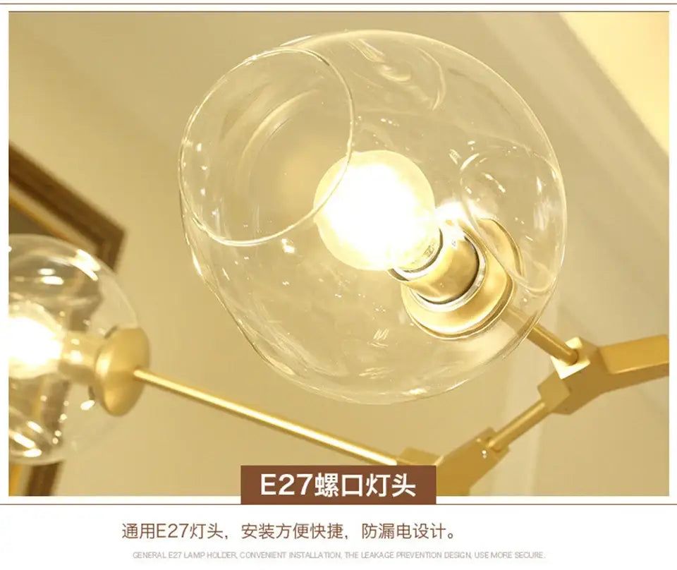 Modern clear bulbous glass chandeliers with led lighting dining room