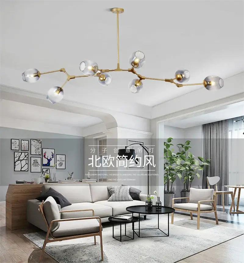 Modern clear bulbous glass chandeliers with led lighting dining room