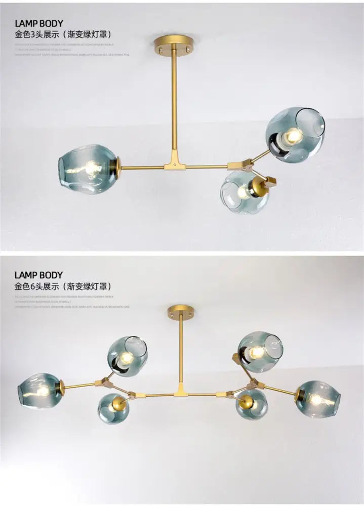 Modern clear bulbous glass chandeliers with led lighting dining room