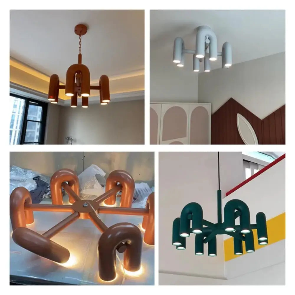 Modern black curved led ceiling chandelier for living room