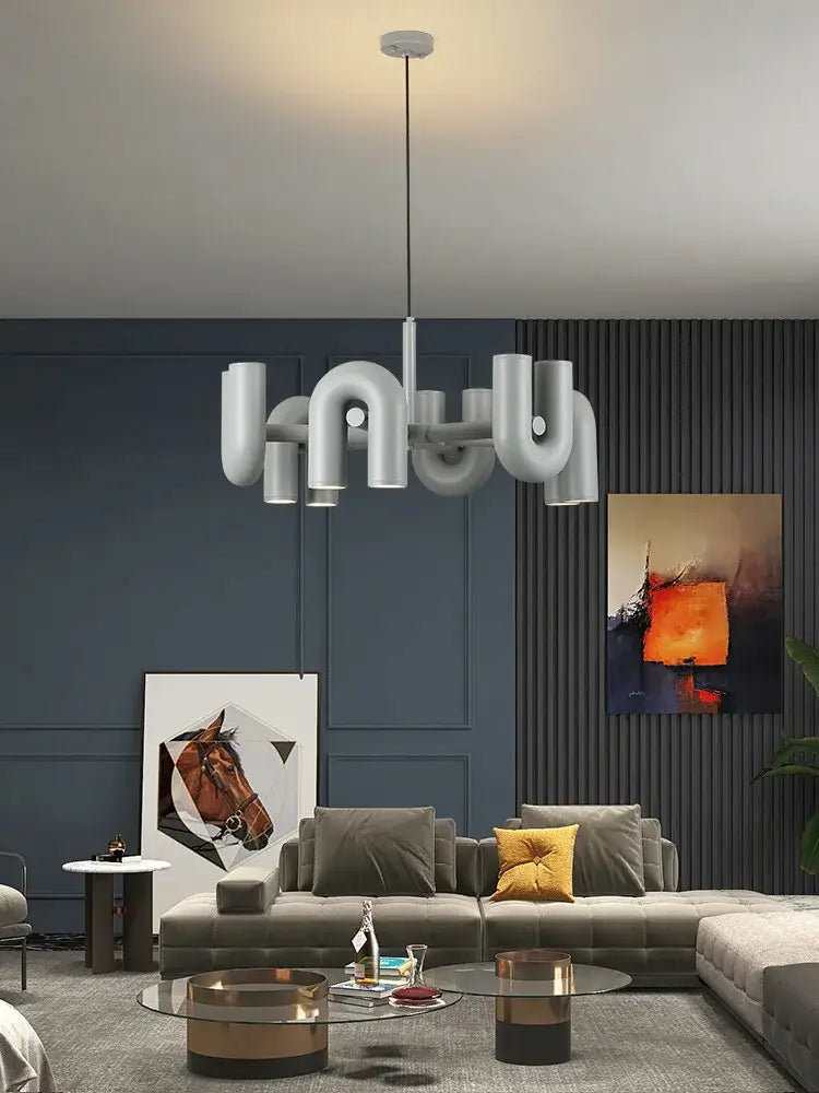 Modern black eight light led ceiling chandelier for living room