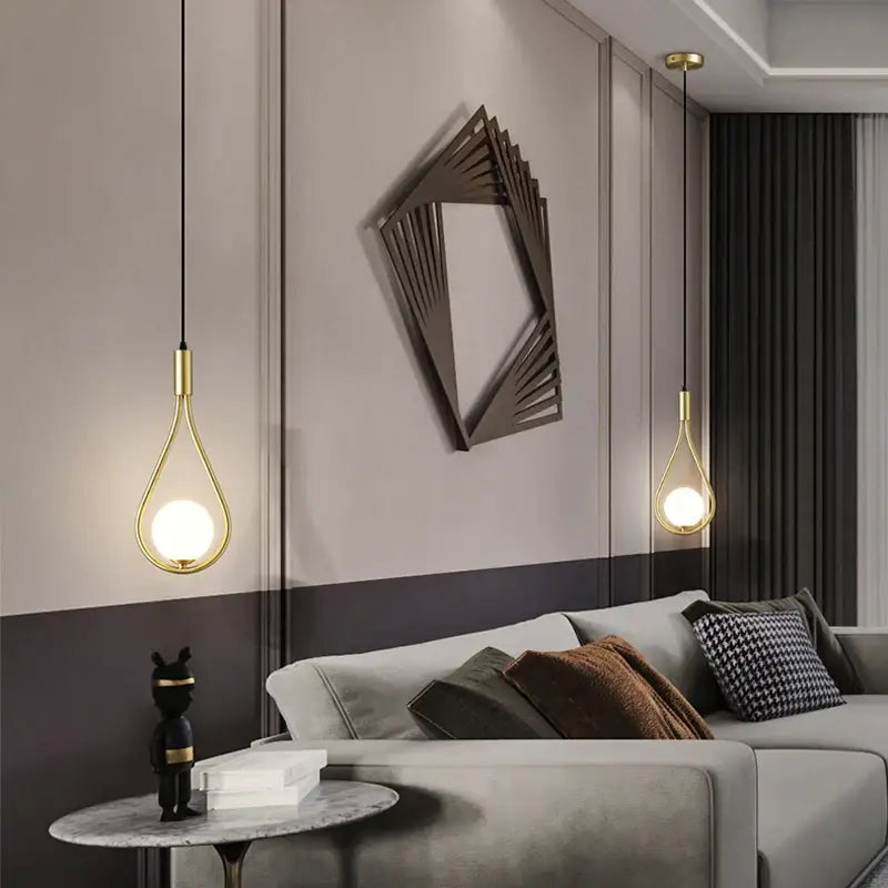 Modern nordic gold & black pendant light dining room teardrop frame