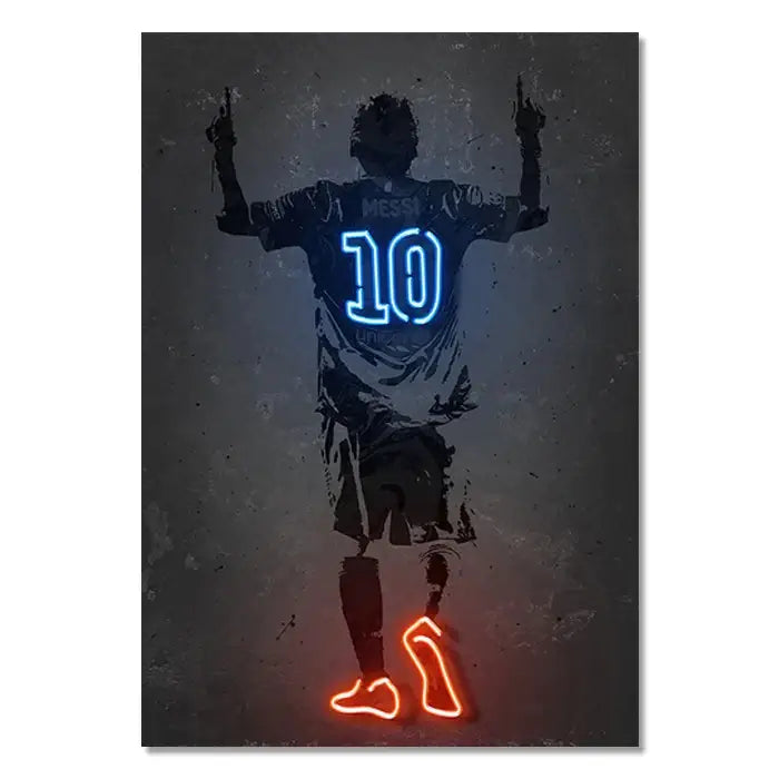 Modern neon neymar silhouette wall art poster bedroom decor