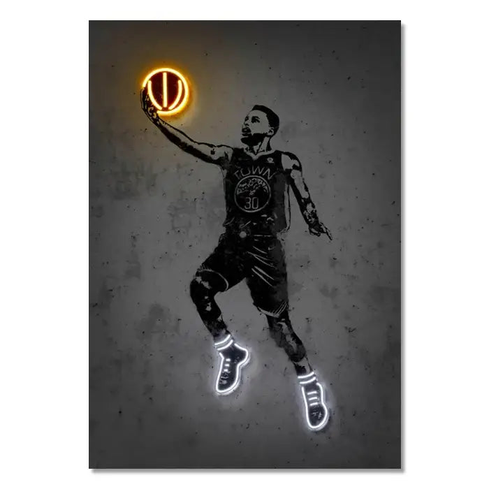 Modern neon neymar silhouette wall art poster bedroom decor
