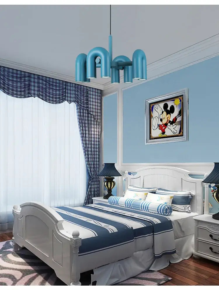 Modern pink neon inquiry led ceiling chandelier bedroom light