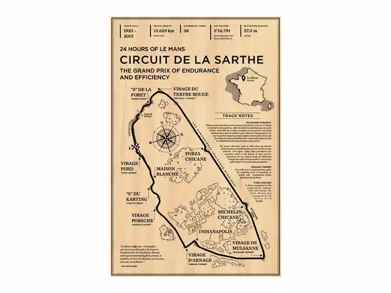 Beige wooden monaco grand prix race track map living room wall art