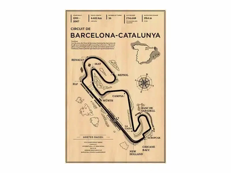 Beige monaco grand prix circuit wall art – living room racing poster