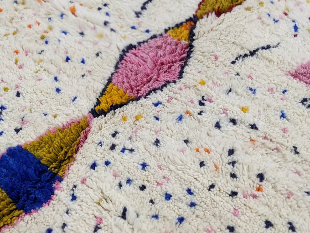Beige moroccan handmade azilal rug – living room colorful decor