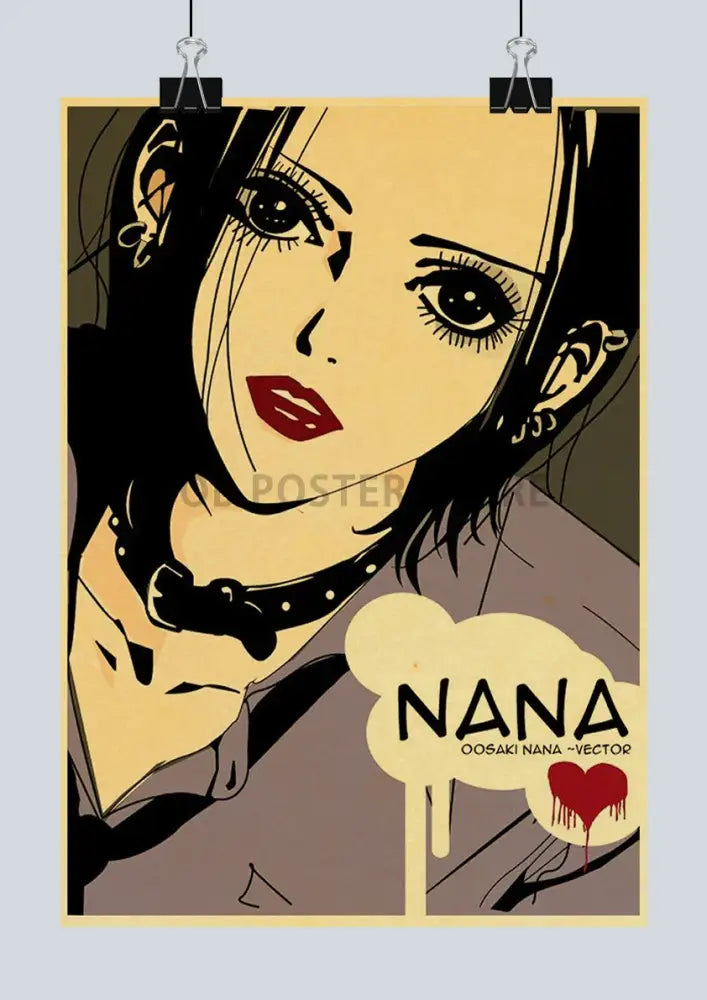 Nana anime retro poster yellow & blue bedroom nostalgic wall decor