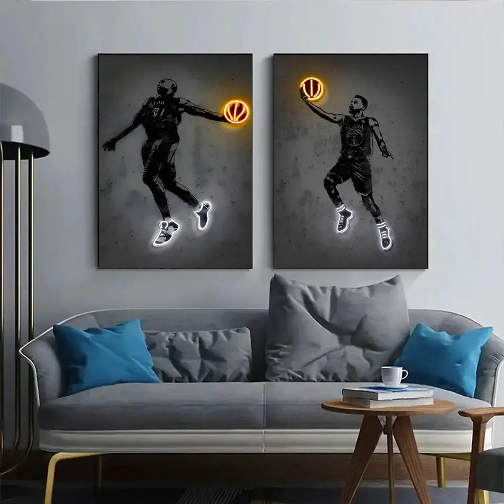 Modern ronaldo soccer stars neon wall art bedroom decor