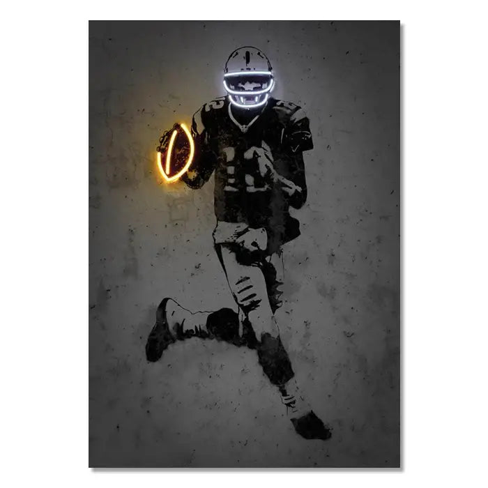 Neon football player sports stars wall art bedroom decor