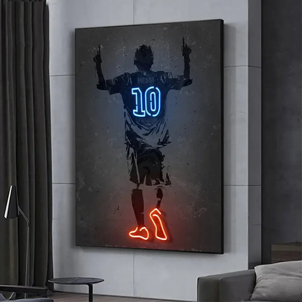 Neon football player sports stars wall art bedroom decor