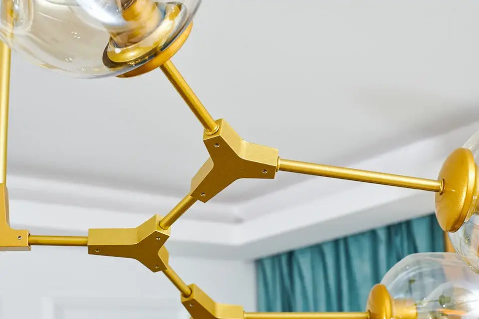 Amber glass globe nordic chandelier dining room hanging light