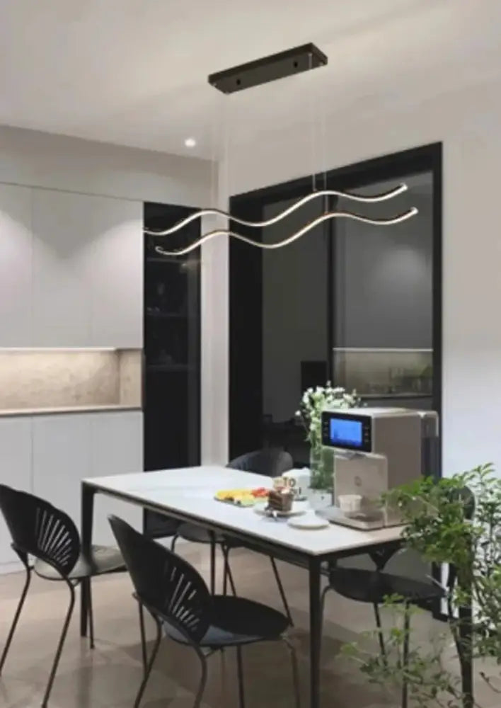 Modern curved led pendant light dining room decor