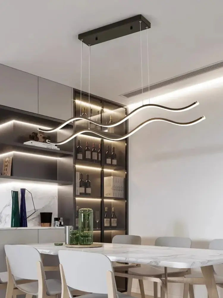 Modern curved led pendant light dining room decor
