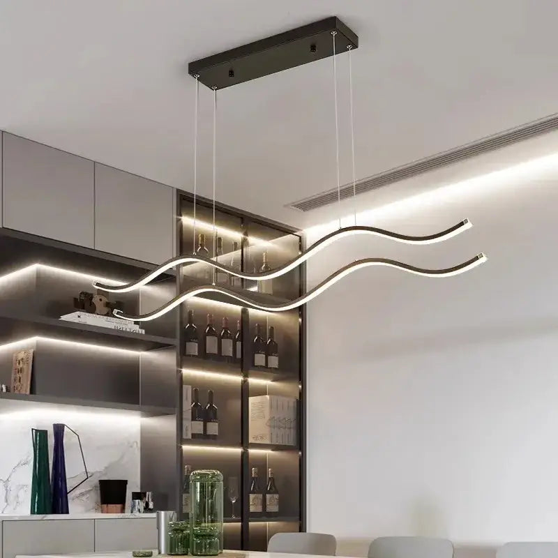 Modern white wavy led pendant light dining room chandelier