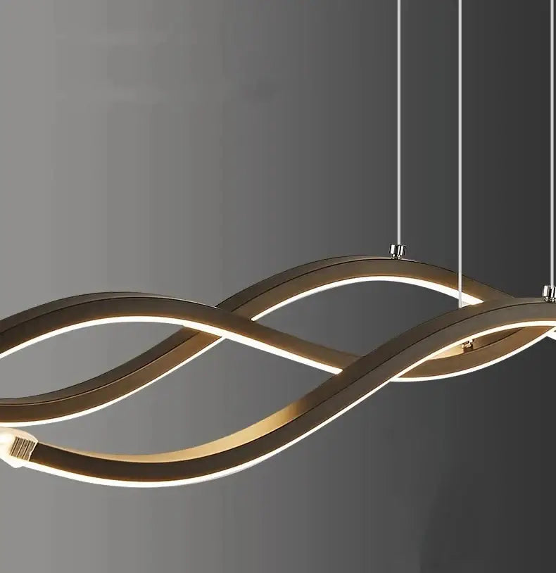Modern black & white wavy led pendant lights for dining room