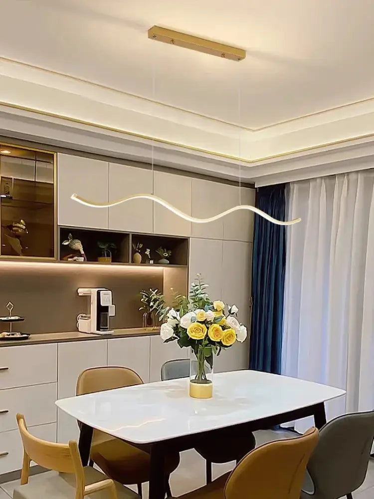 Modern black & white wavy led pendant lights for dining room