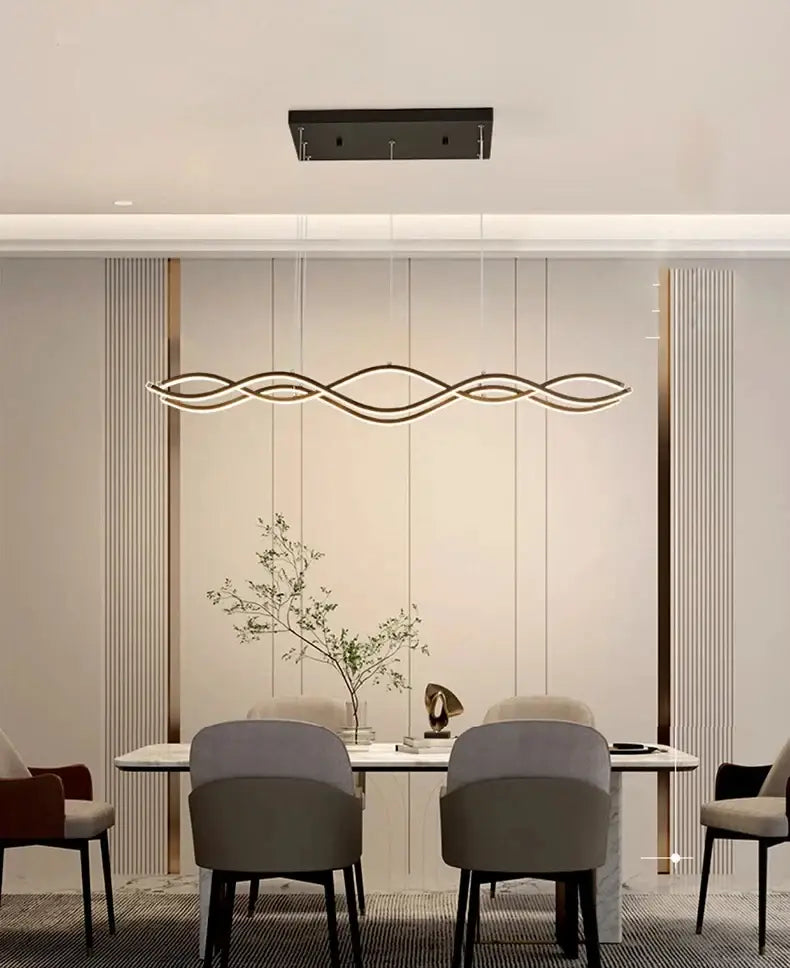 Modern black & white wavy led pendant lights for dining room
