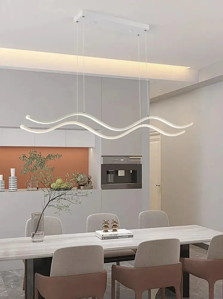 Modern white wavy led pendant light dining room chandelier