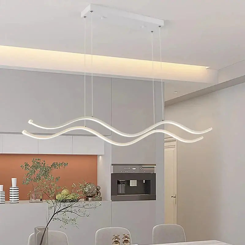 Modern gold wave led pendant light dining room nordic chandeliers