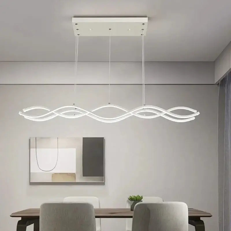 Modern gold led wave chandelier dining room nordic lighting