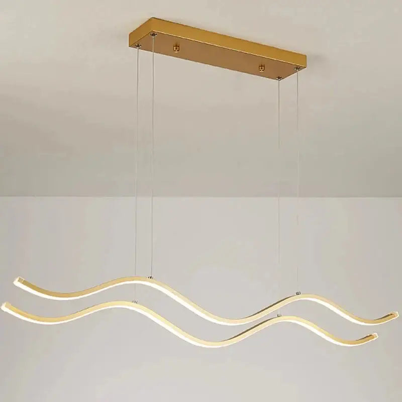 Modern gold led wave chandelier dining room nordic lighting