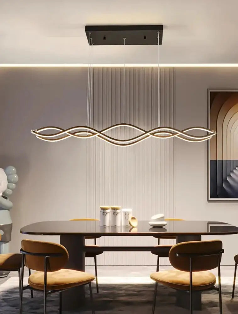 Modern gold led wave chandelier dining room nordic lighting
