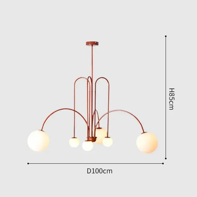 Burgundy & white comet chandelier nordic dining room glass ball light