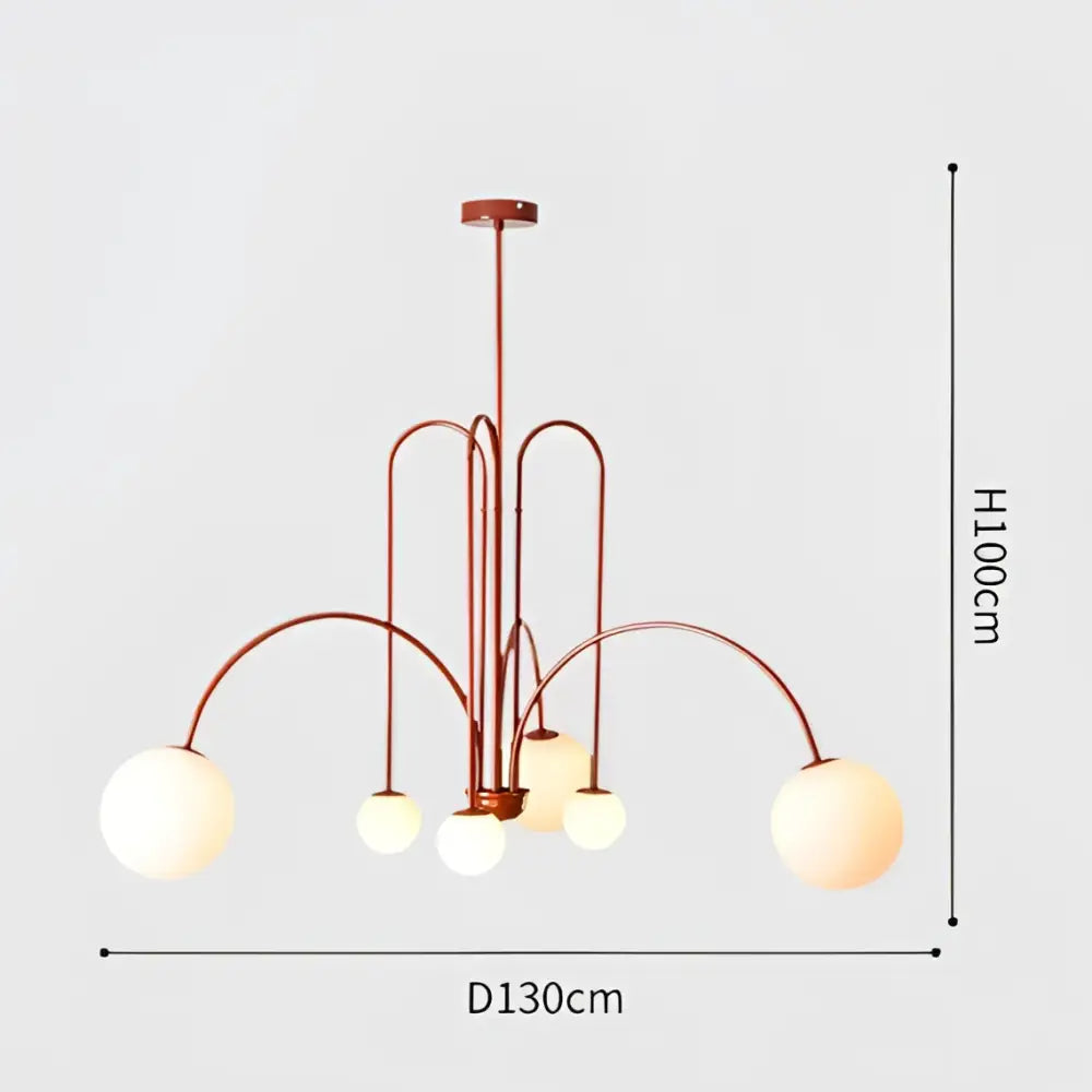 Burgundy & white comet chandelier nordic dining room glass ball light