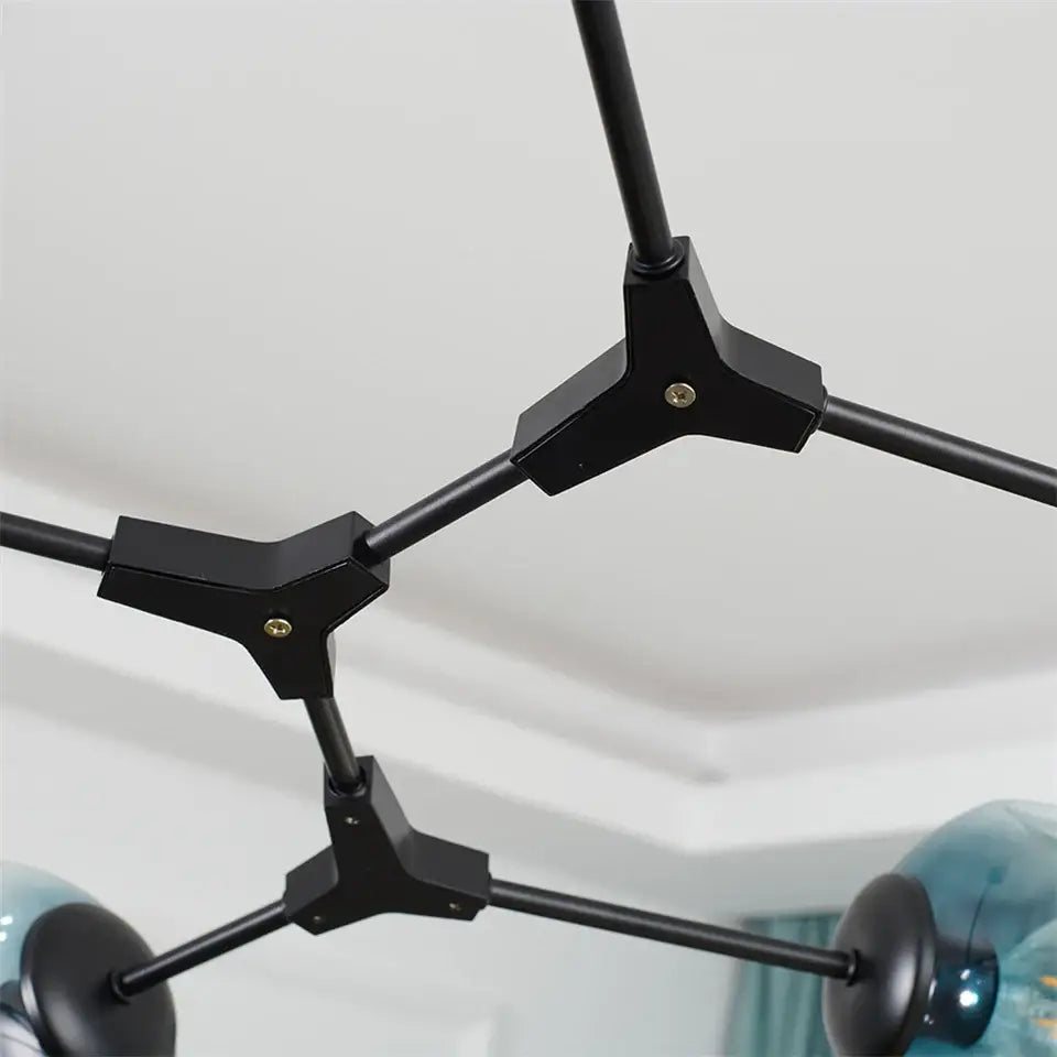 Nordic glass ball led chandelier black & gold dining room