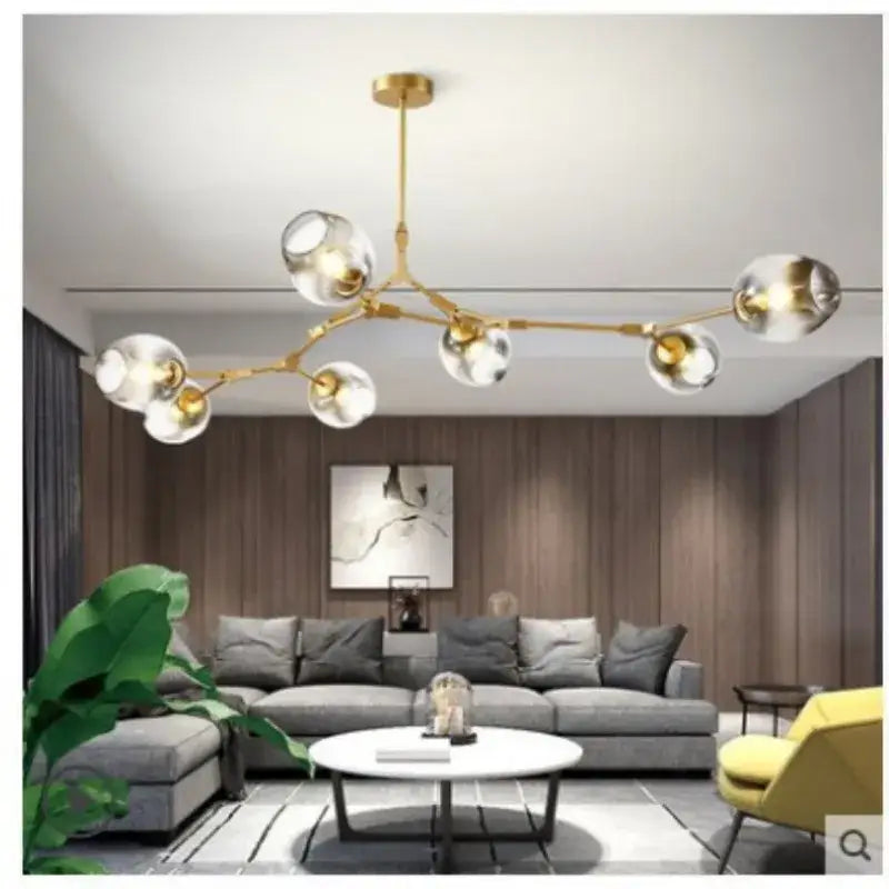 Nordic glass ball led chandelier black & gold dining room