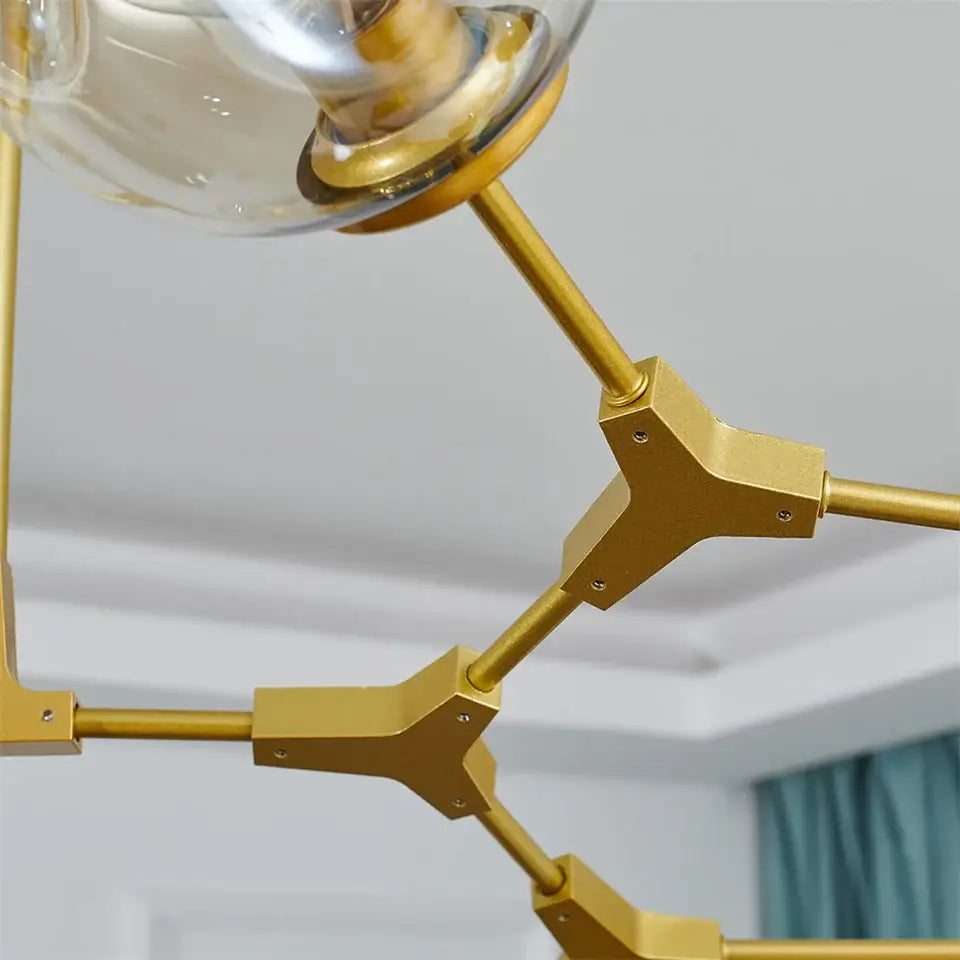 Nordic glass ball led chandelier black & gold dining room