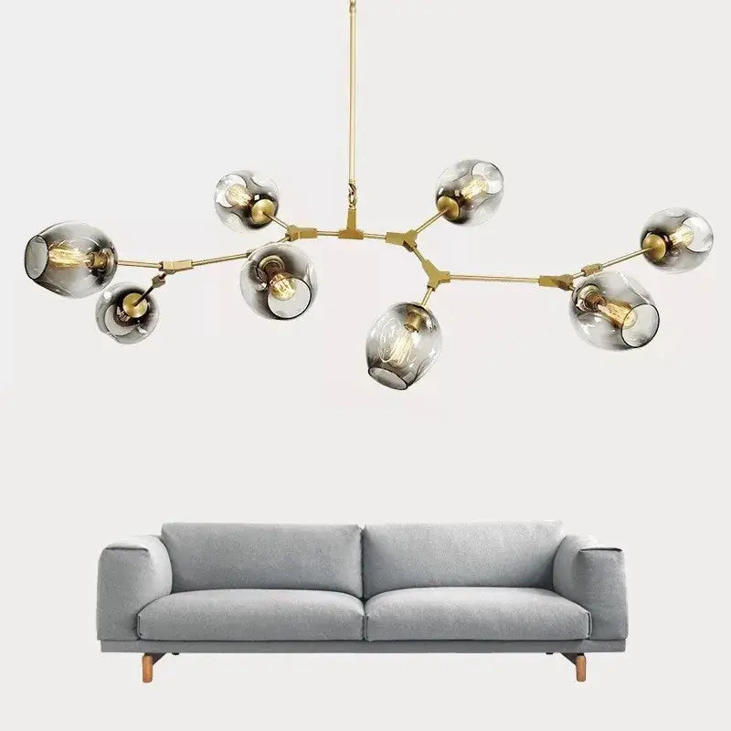 Nordic glass ball led chandelier black & gold dining room
