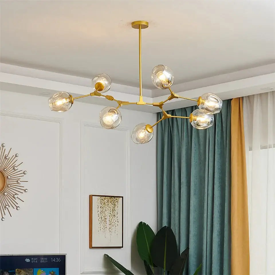Nordic glass ball led chandelier black & gold dining room light