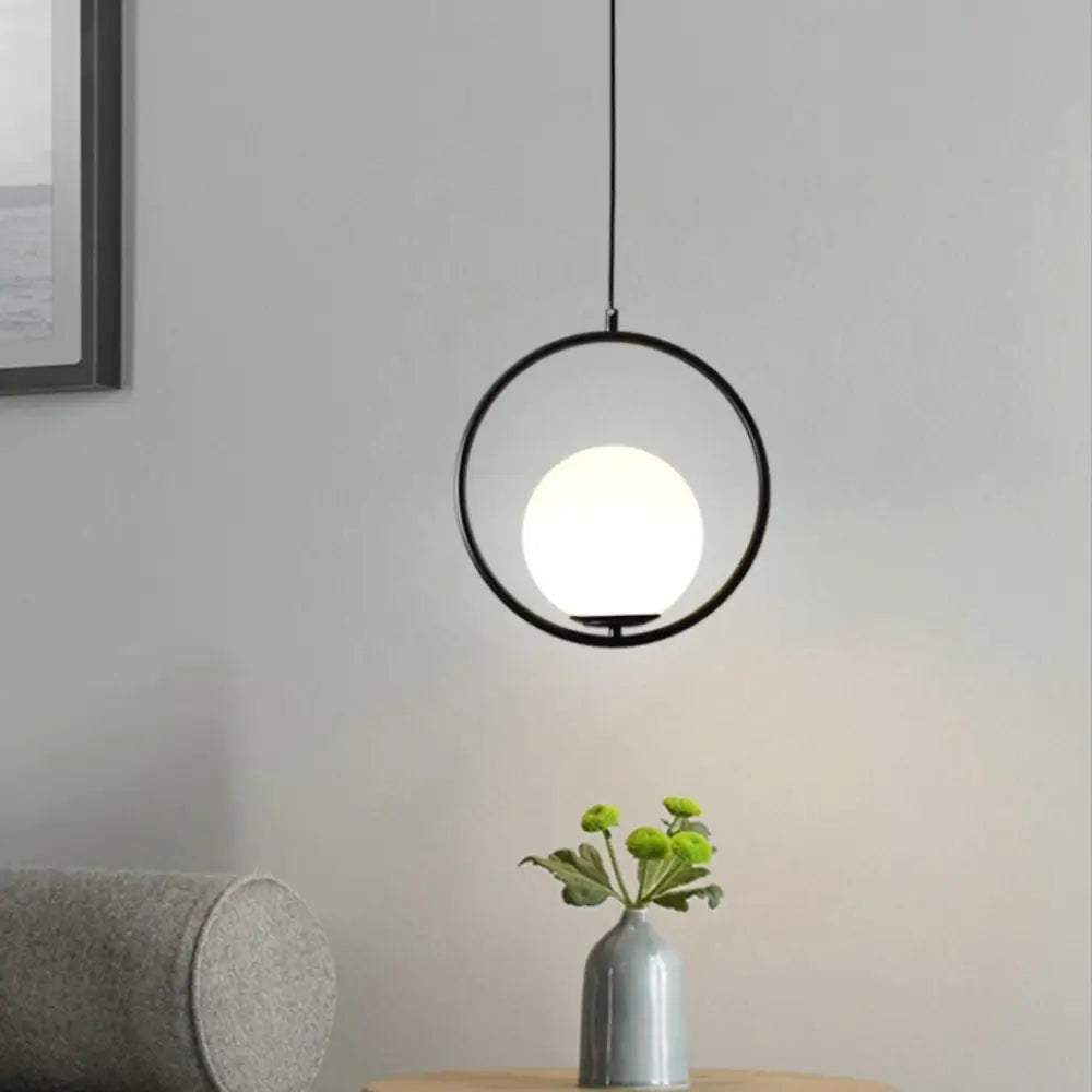 Black and gold glass shade pendant light kitchen globe lamp