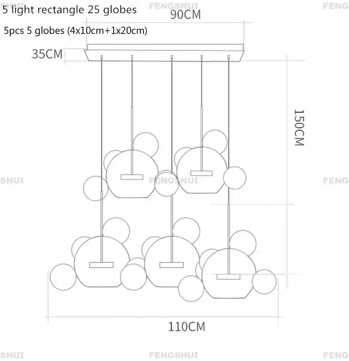Modern nordic led bubble chandelier dining room glass pendant light