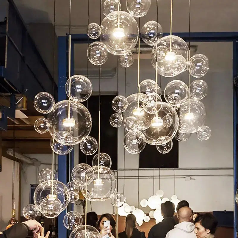 Modern nordic led bubble chandelier dining room glass pendant light
