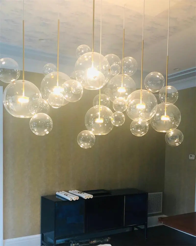 Modern nordic led bubble chandelier dining room glass pendant light