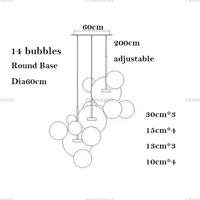 Modern nordic led bubble chandelier dining room glass pendant light