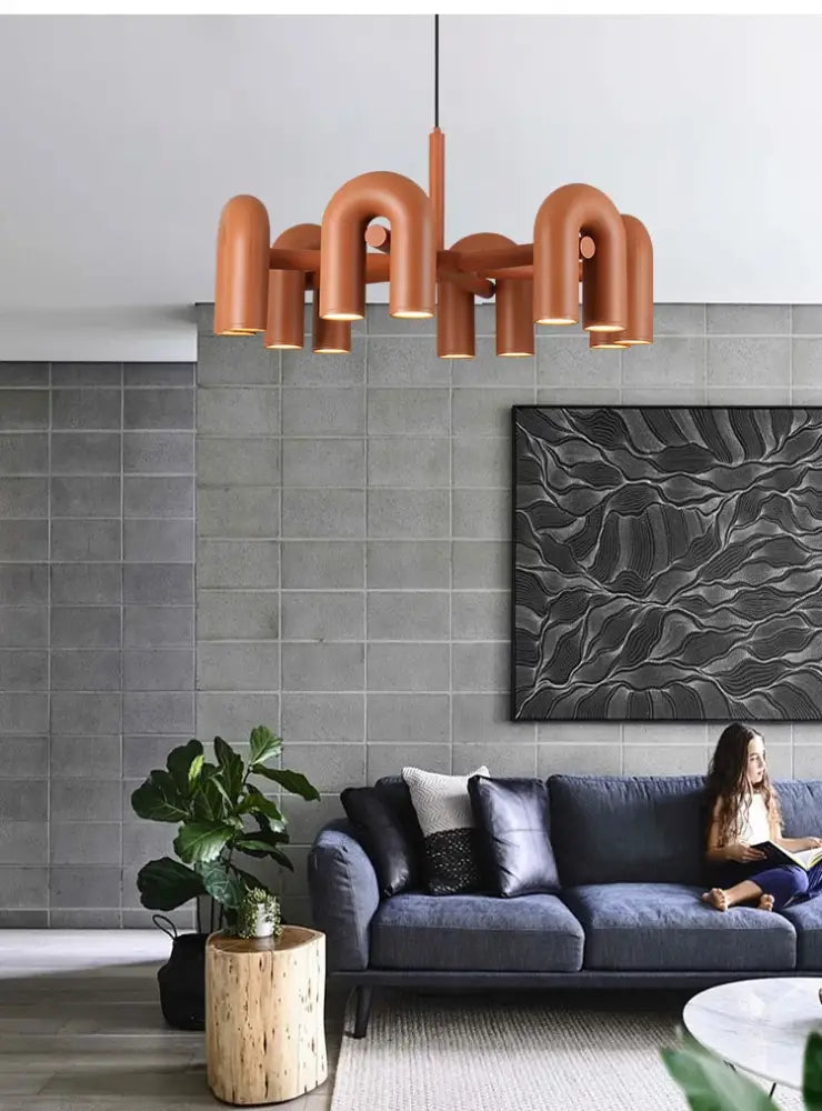 Modern gray 4 light led ceiling chandelier living room pendant