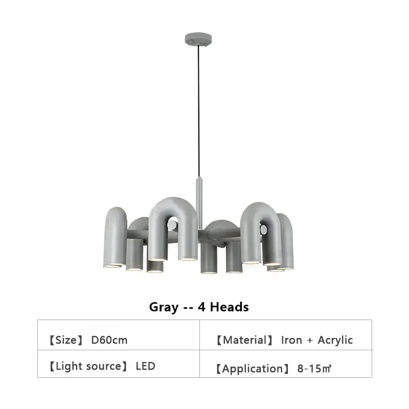 Modern red nordic u shape ceiling chandelier living room