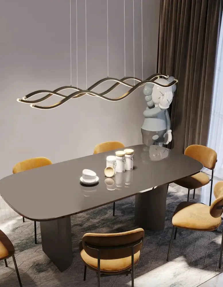 Modern wavy white led pendant light for nordic style dining room