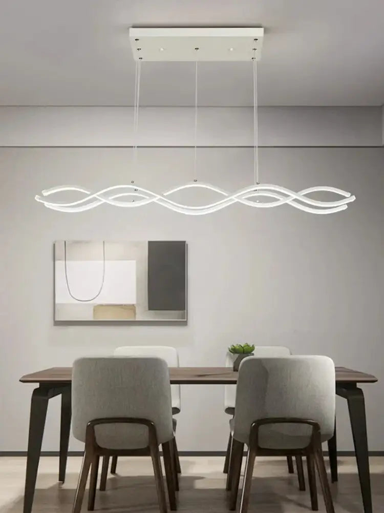 Modern wavy white led pendant light for nordic style dining room