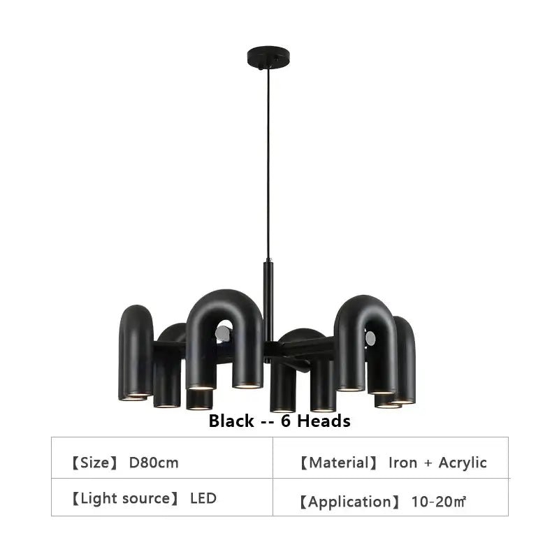 Modern gray eight u shape led ceiling chandelier living room